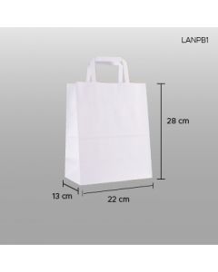 Bolsa de papel blanco con asa 22x28x13cm