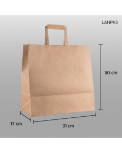 Bolsa de papel craft (kraft) con asa 31x30x17cm