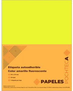 Etiqueta adhesiva tamaño carta amarilla fluorescente