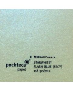 Papel aperlado Starwhite Flashblue color crema con brillo azul 