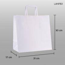 Bolsa de papel blanco con asa 31x30x17cm